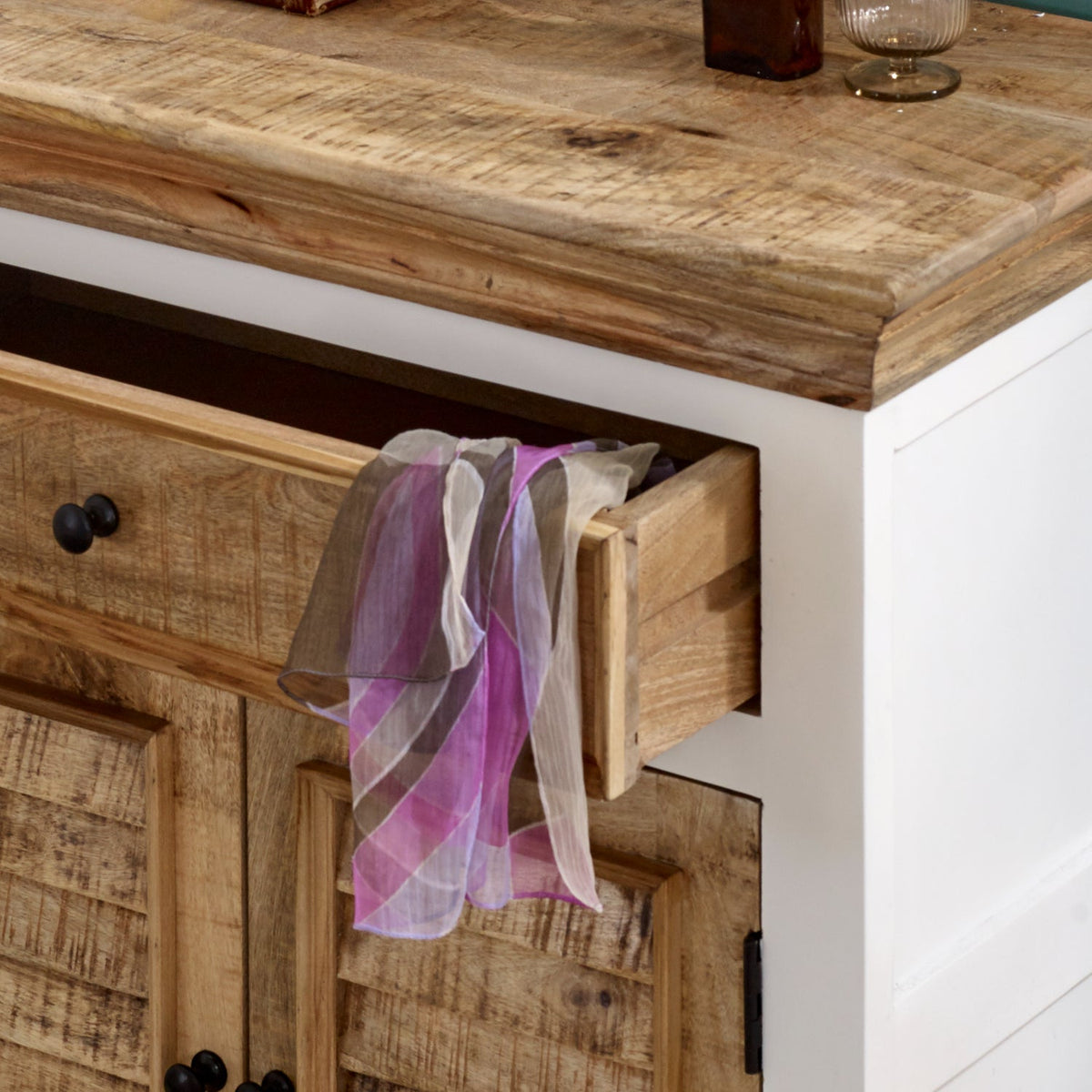 Bianco Solid Mango Wood Small Sideboard White