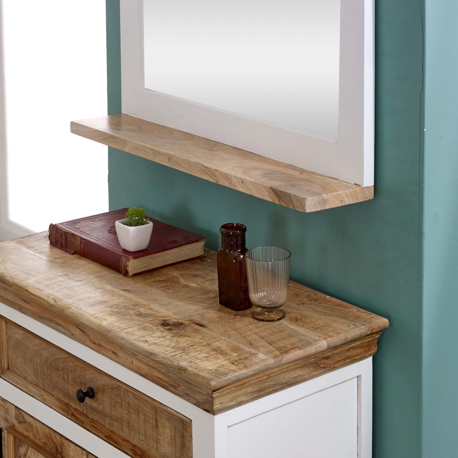 Bianco Solid Mango Wood Wall Mirror White