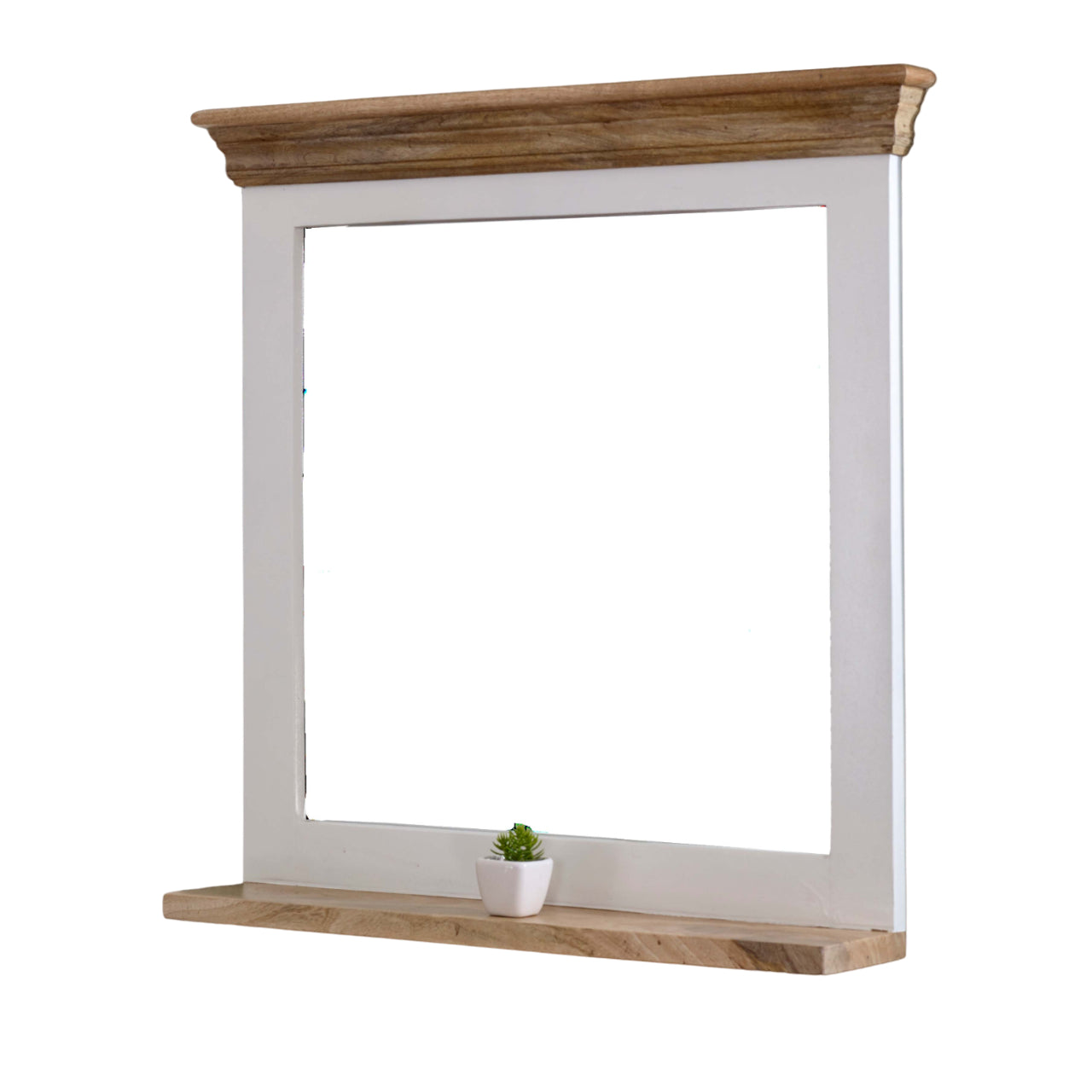 Bianco Solid Mango Wood Wall Mirror White