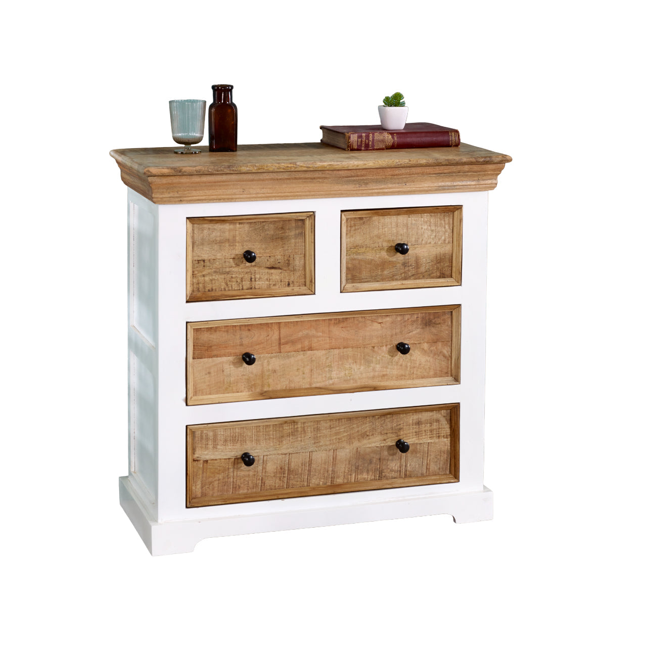 Bianco Solid Mango Wood White Chest Of 4 Drawers