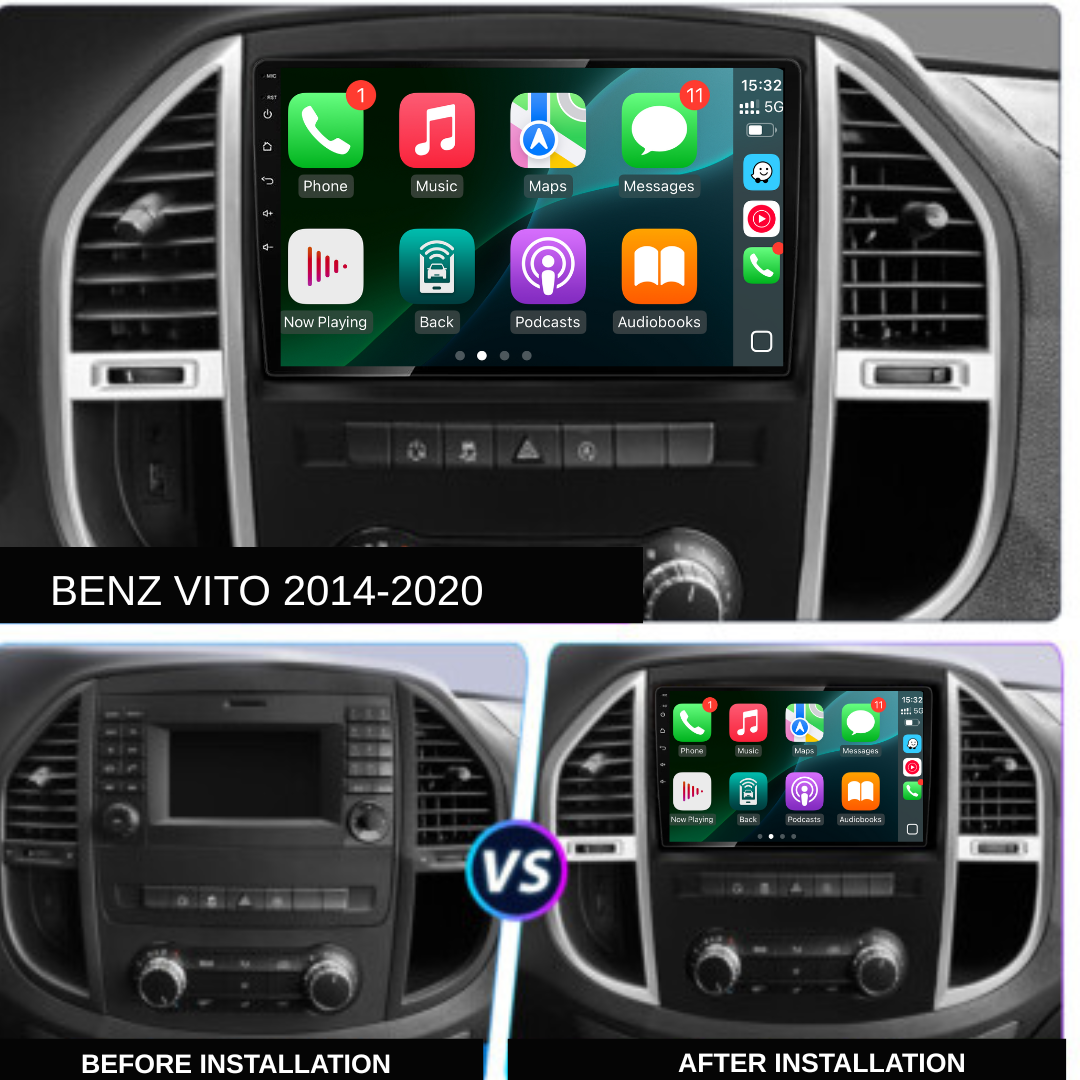 Mercedes-Benz A Class, B Class, Sprinter, Vito, Viano, Crafter Apple Carplay / Android Auto 9" Stereo Upgrade