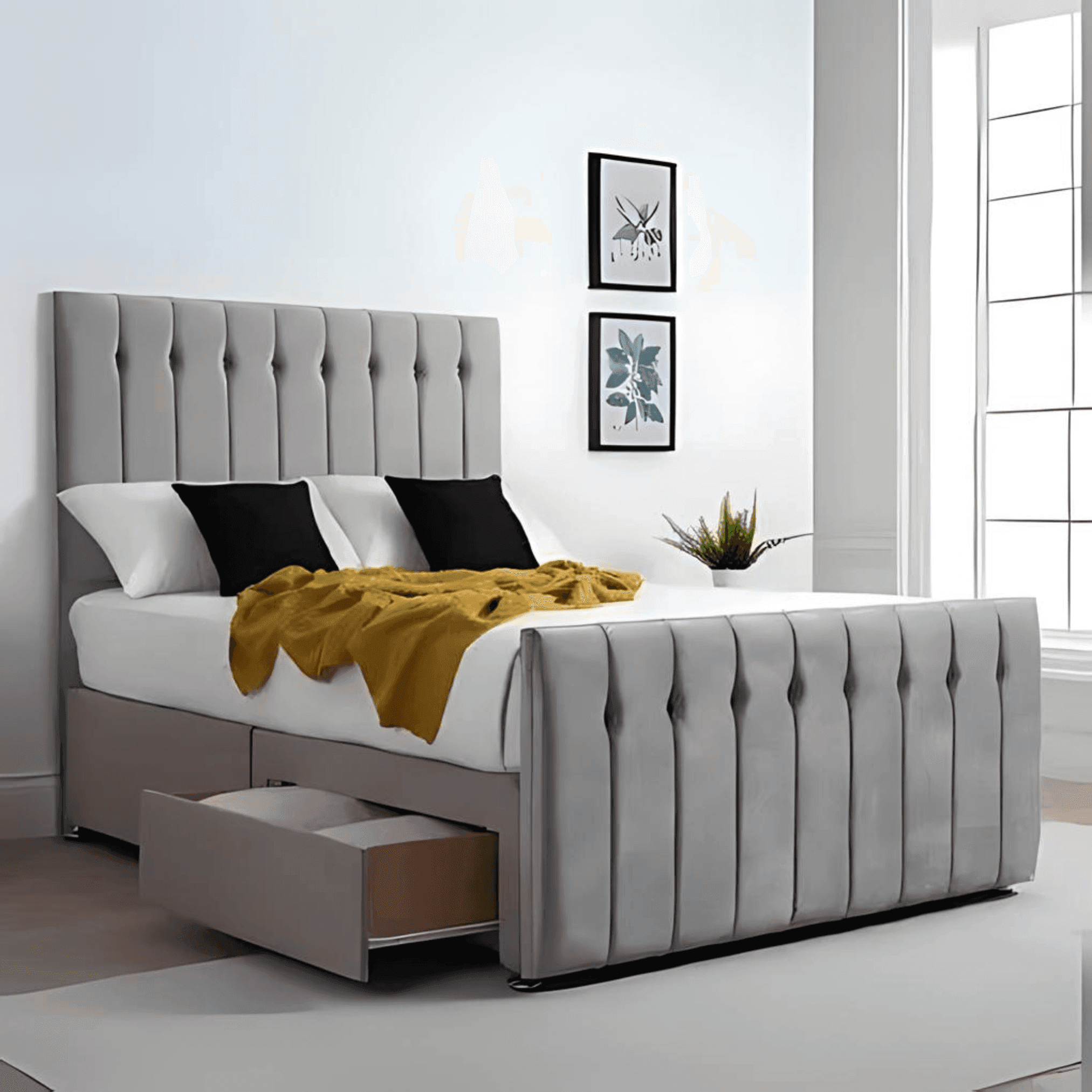 Austin Divan Bed – Tailored Finish with Matching Headboard
