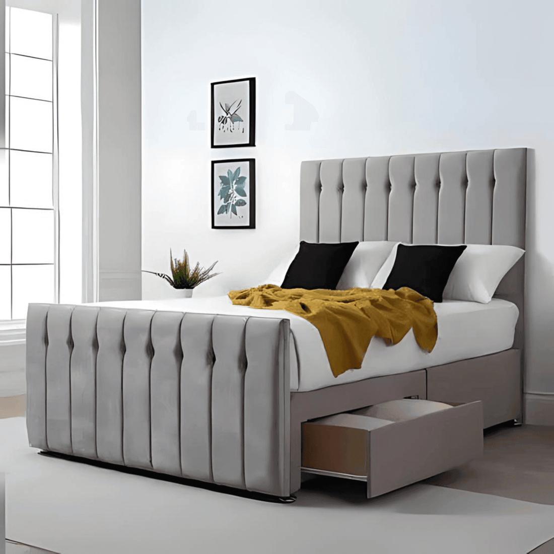 Austin Divan Bed – Tailored Finish with Matching Headboard