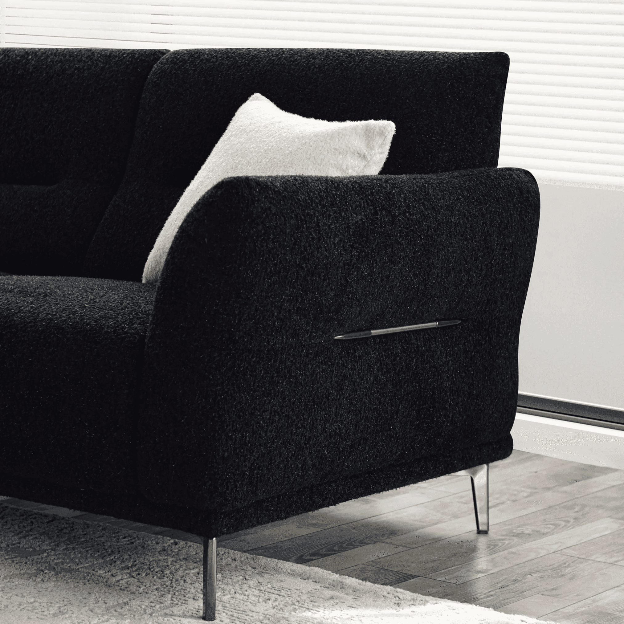Aluxo Albany Sofa Range in Black Lux Boucle Fabric