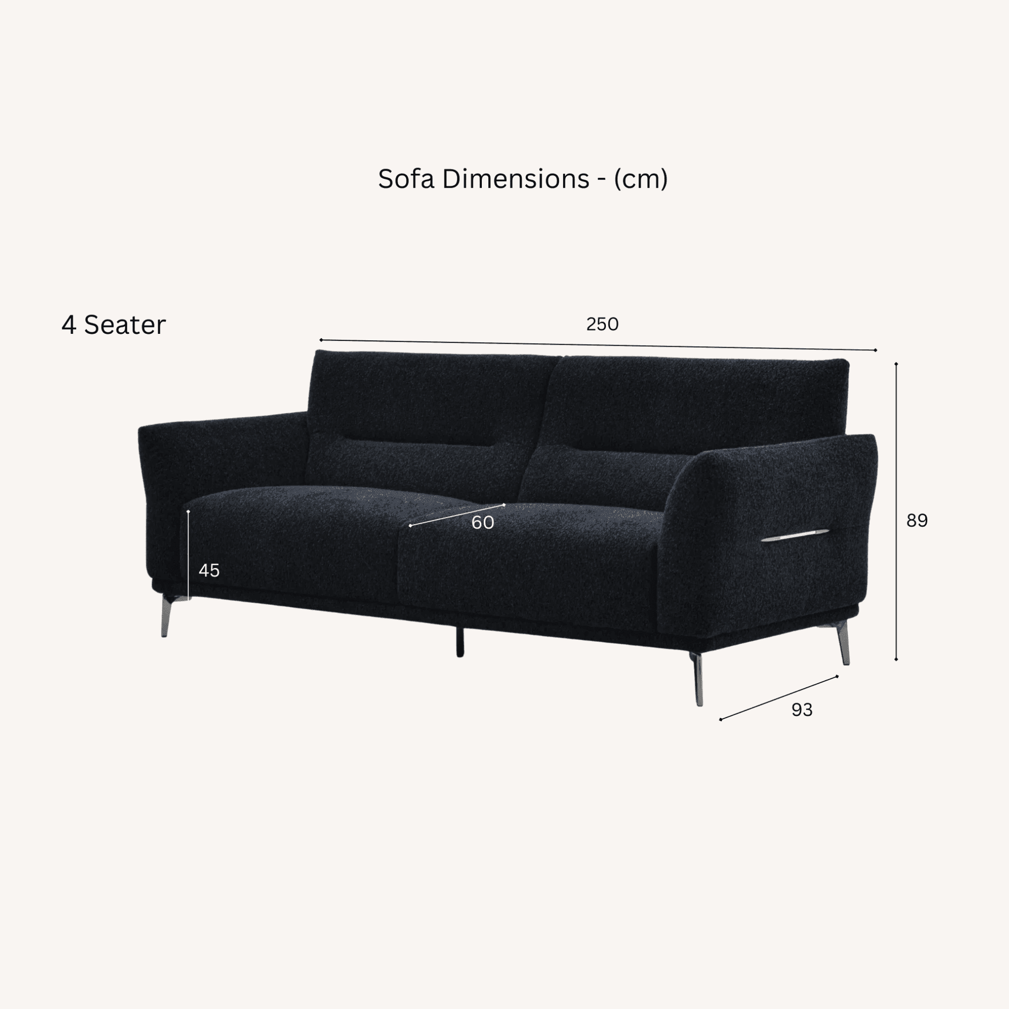 Aluxo Albany Sofa Range in Black Lux Boucle Fabric