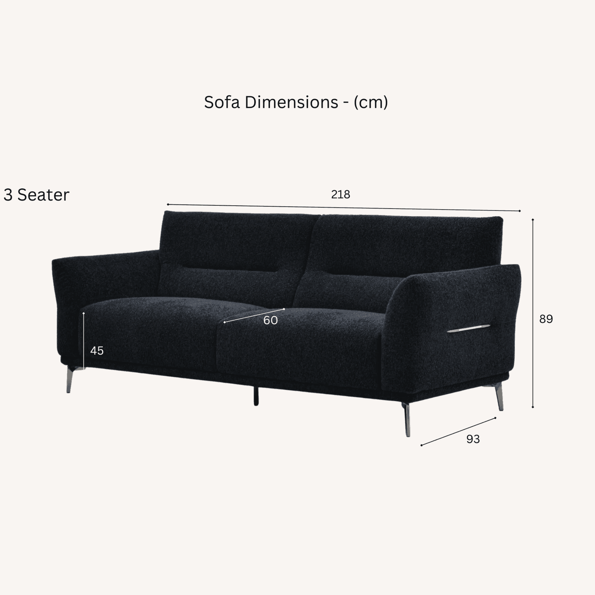 Aluxo Albany Sofa Range in Black Lux Boucle Fabric
