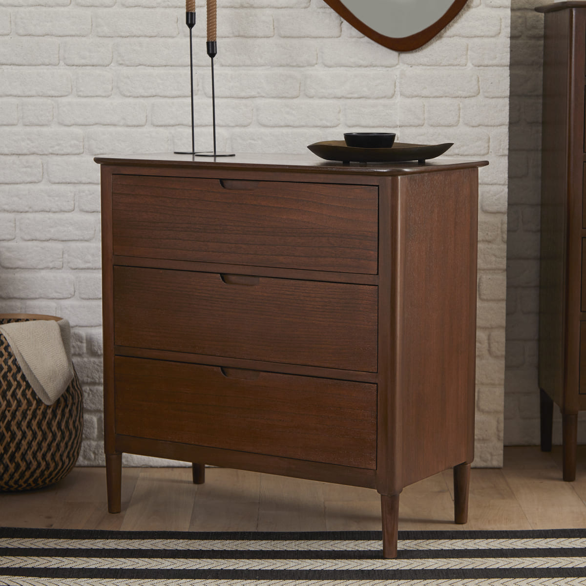 Norway Walnut Chest of 3 Drawers