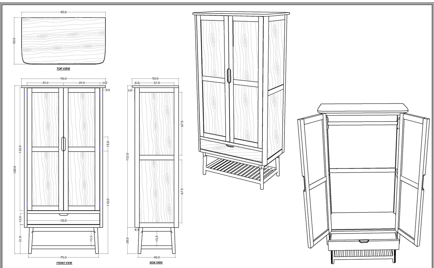 Norway Walnut Wardrobe