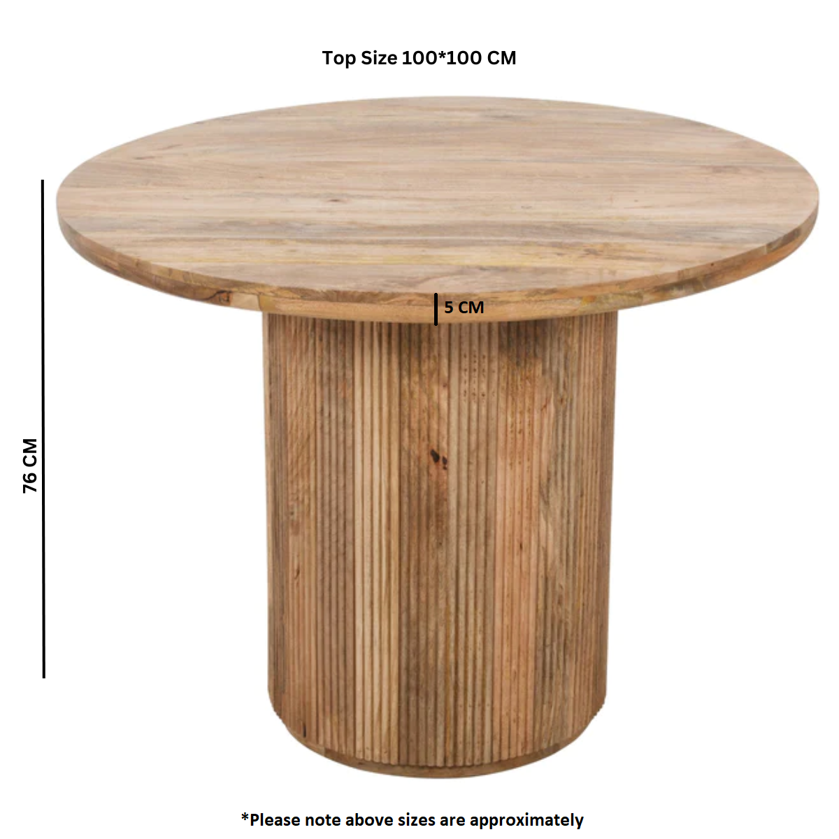 York Natural Solid Wood Round Dining Table
