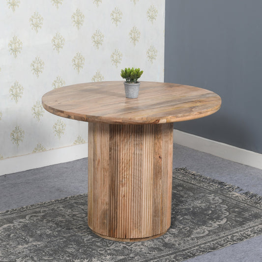 York Natural Solid Wood Round Dining Table