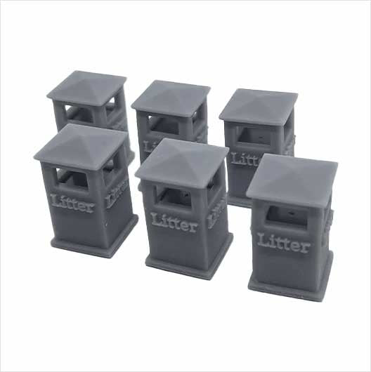 OO Scale | Ready to Paint | Civic Litter Bin - Style 1 (6 pack)