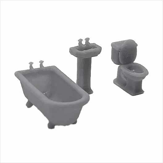 OO Scale | Ready to Paint | Bath, Basin and Toilet (3 pieces)