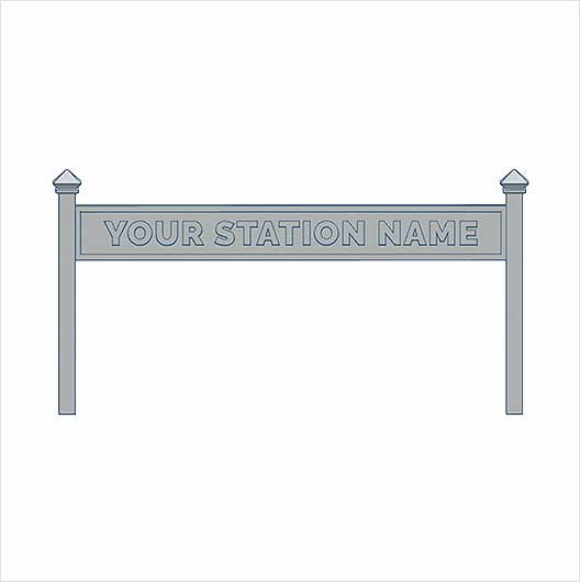 OO Scale | Ready to Paint | Double-Sided Personalised Steam-Era Station Name Board - Style 1 - One Line of Text (3 pack)