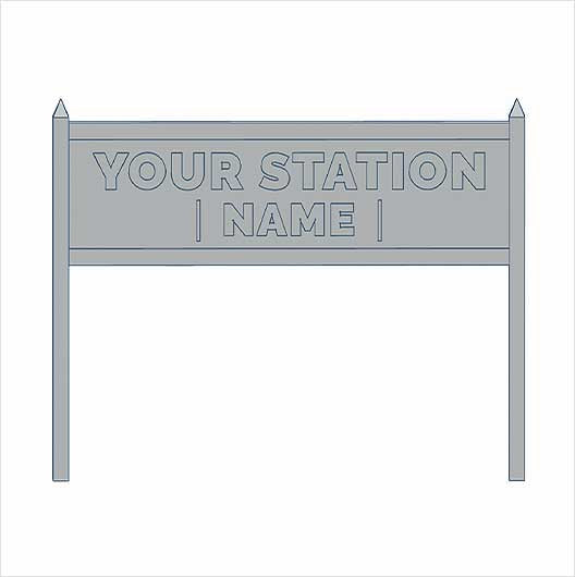 OO Scale | Ready to Paint | Double-Sided Personalised Steam-Era Station Name Board - Style 2 - Two Lines of Text (3 pack)