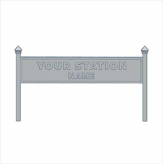 OO Scale | Ready to Paint | Double-Sided Personalised Steam-Era Station Name Board - Style 1 - Two Lines of Text (3 pack)