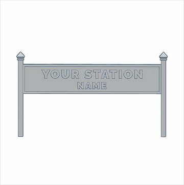 TT Scale | Ready to Paint | Double-Sided Personalised Steam-Era Station Name Board - Style 1 - Two Lines of Text (3 pack)