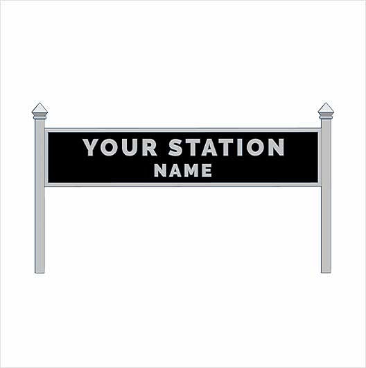 TT Scale | Pre-Coloured | Single-Sided Personalised Steam-Era Station Name Board - Style 1 - Two Lines of Text