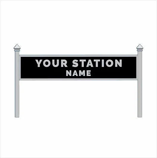 OO Scale | Pre-Coloured | Single-Sided Personalised Steam-Era Station Name Board - Style 1 - Two Lines of Text