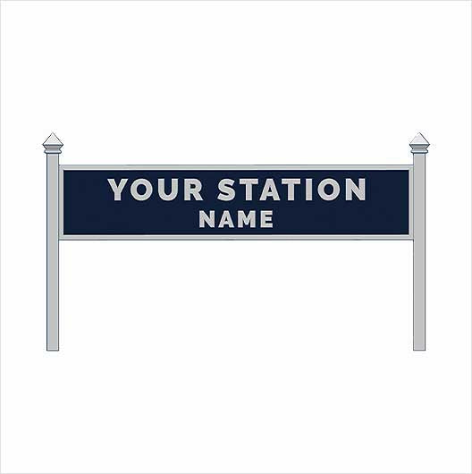 TT Scale | Pre-Coloured | Single-Sided Personalised Steam-Era Station Name Board - Style 1 - Two Lines of Text