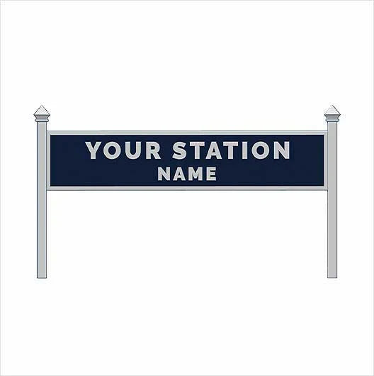 OO Scale | Pre-Coloured | Single-Sided Personalised Steam-Era Station Name Board - Style 1 - Two Lines of Text