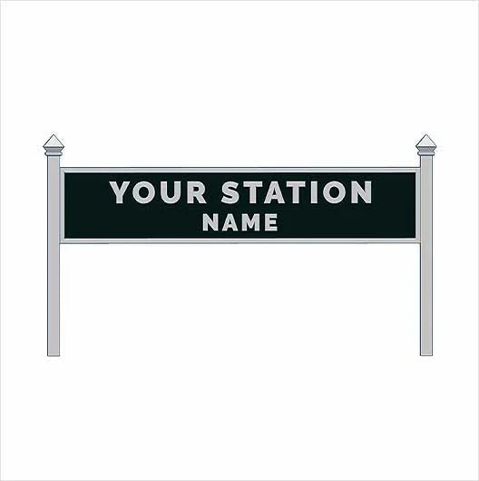 OO Scale | Pre-Coloured | Single-Sided Personalised Steam-Era Station Name Board - Style 1 - Two Lines of Text