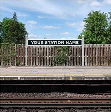 O Scale | Pre-Coloured | Single-Sided Personalised Steam-Era Station Name Board - Style 1 - One Line of Text