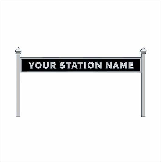 OO Scale | Pre-Coloured | Single-Sided Personalised Steam-Era Station Name Board - Style 1 - Two Lines of Text