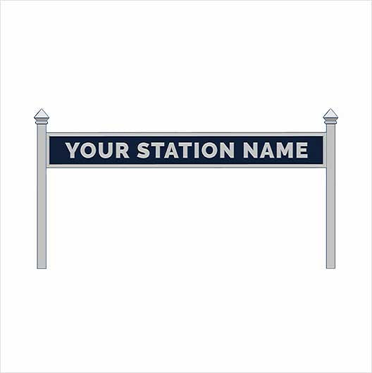 TT Scale | Pre-Coloured | Double-Sided Personalised Steam-Era Station Name Board - Style 1 - One Line of Text