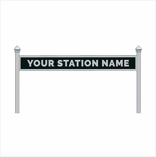N Scale | Pre-Coloured | Single-Sided Personalised Steam-Era Station Name Board - Style 1 - One Line of Text