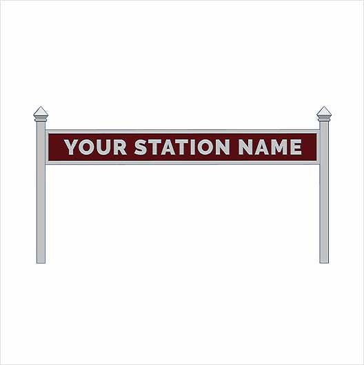 N Scale | Pre-Coloured | Single-Sided Personalised Steam-Era Station Name Board - Style 1 - One Line of Text