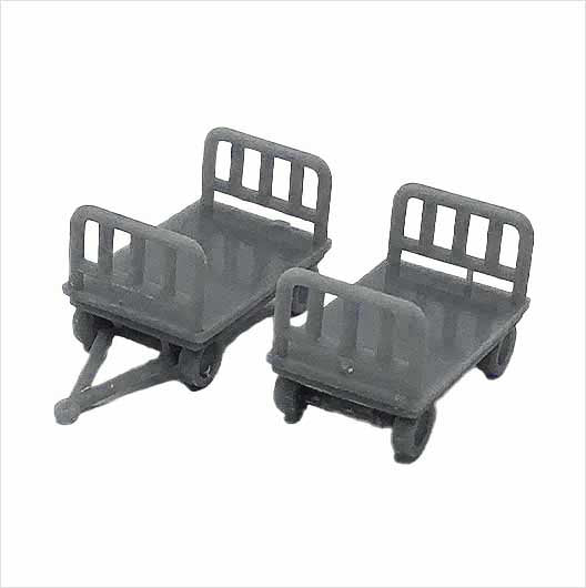 OO Scale | Ready to Paint | Porter Luggage Trolley - Style 1 (2 pack)