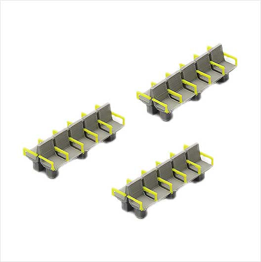 OO Scale | Pre-Coloured | Station Seating with Yellow Arms - Group of 10