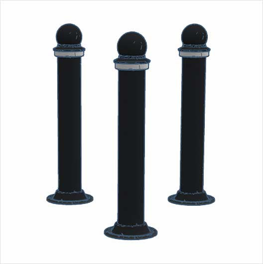 OO Scale | Pre-Coloured | Slim Pedestrian Bollards