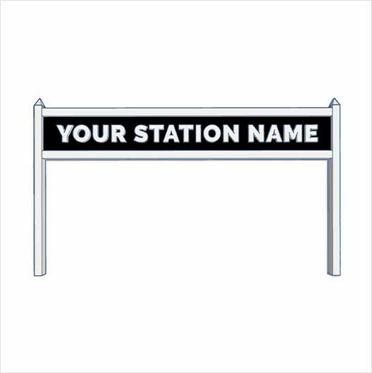 O Scale | Pre-Coloured | Double-Sided Personalised Steam-Era Station Name Board - Style 2 - One Line of Text