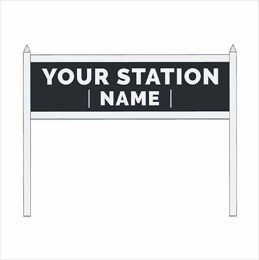 N Scale | Pre-Coloured | Double-Sided Personalised Steam-Era Station Name Board - Style 2 - Two Lines of Text