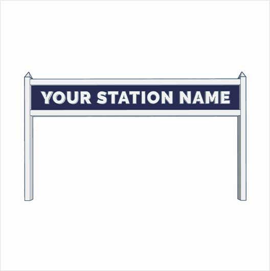 OO Scale | Pre-Coloured | Single-Sided Personalised Steam-Era Station Name Board - Style 2 - One Line of Text