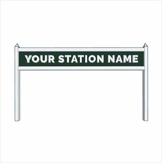 OO Scale | Pre-Coloured | Double-Sided Personalised Steam-Era Station Name Board - Style 2 - One Line of Text