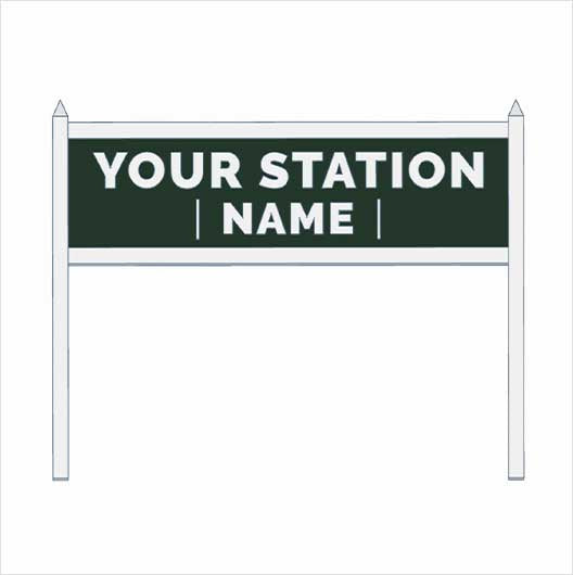 N Scale | Pre-Coloured | Single-Sided Personalised Steam-Era Station Name Board - Style 2 - Two Lines of Text