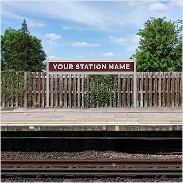 OO Scale | Pre-Coloured | Double-Sided Personalised Steam-Era Station Name Board - Style 2 - One Line of Text
