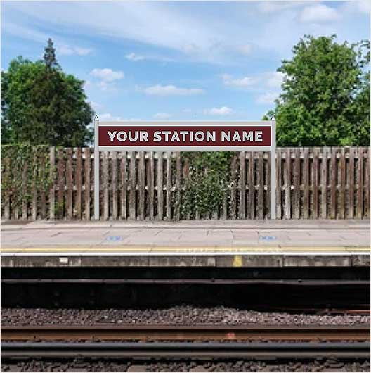 TT Scale | Pre-Coloured | Double-Sided Personalised Steam-Era Station Name Board - Style 2 - One Line of Text