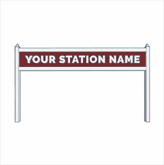 N Scale | Pre-Coloured | Single-Sided Personalised Steam-Era Station Name Board - Style 2 - One Line of Text