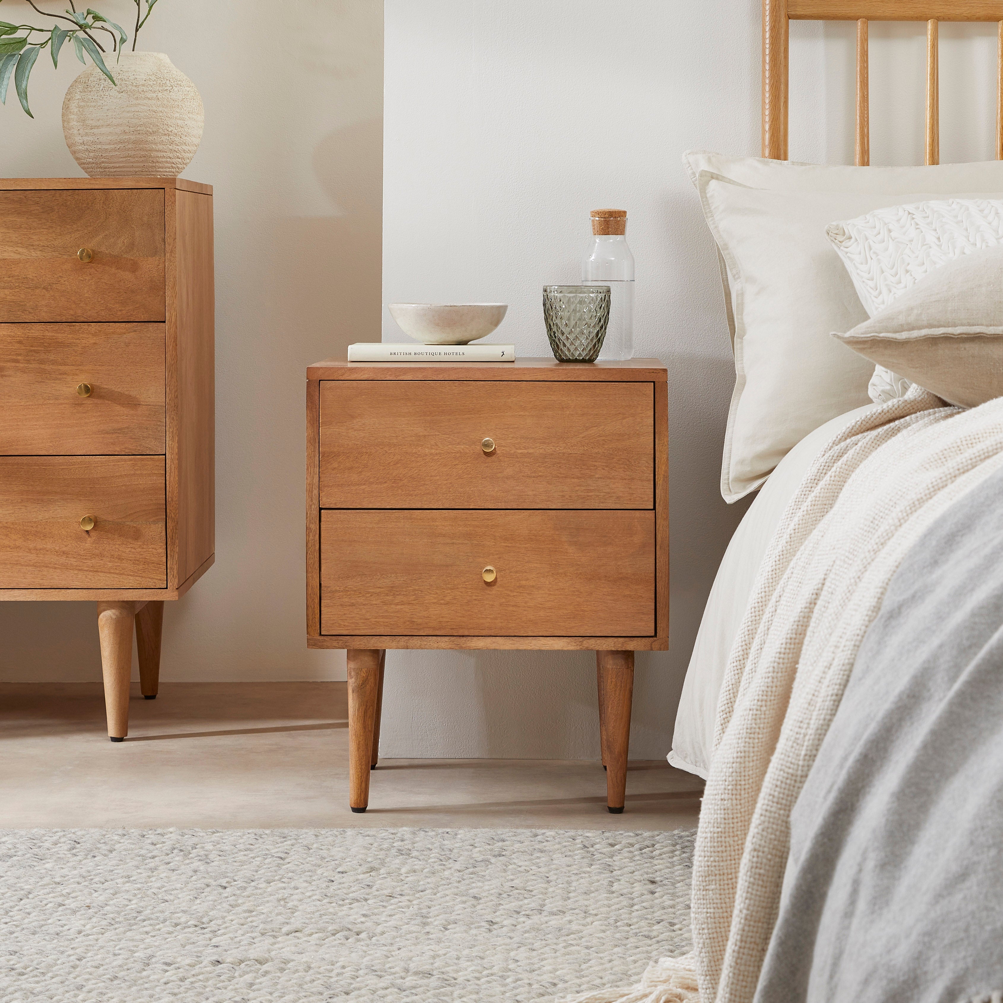 Scandinavian Light Walnut Oslo Bedside Table