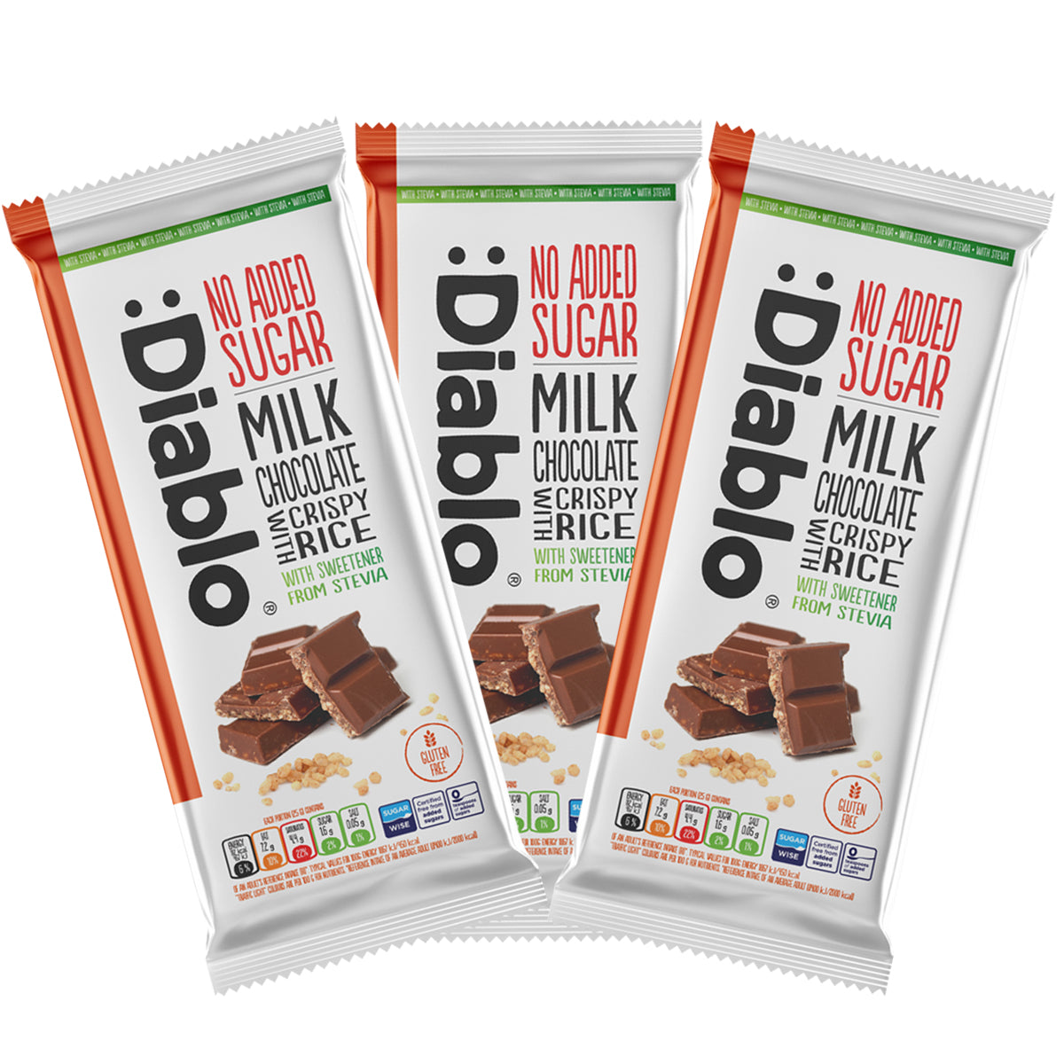 Milk Chocolate with Crispy Rice with Stevia (75g)