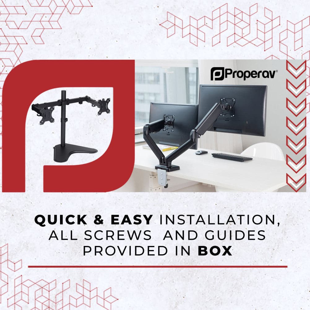 ProperAV Desk Monitor Mount 17" - 32" Articulated Swing Arm VESA 100x100