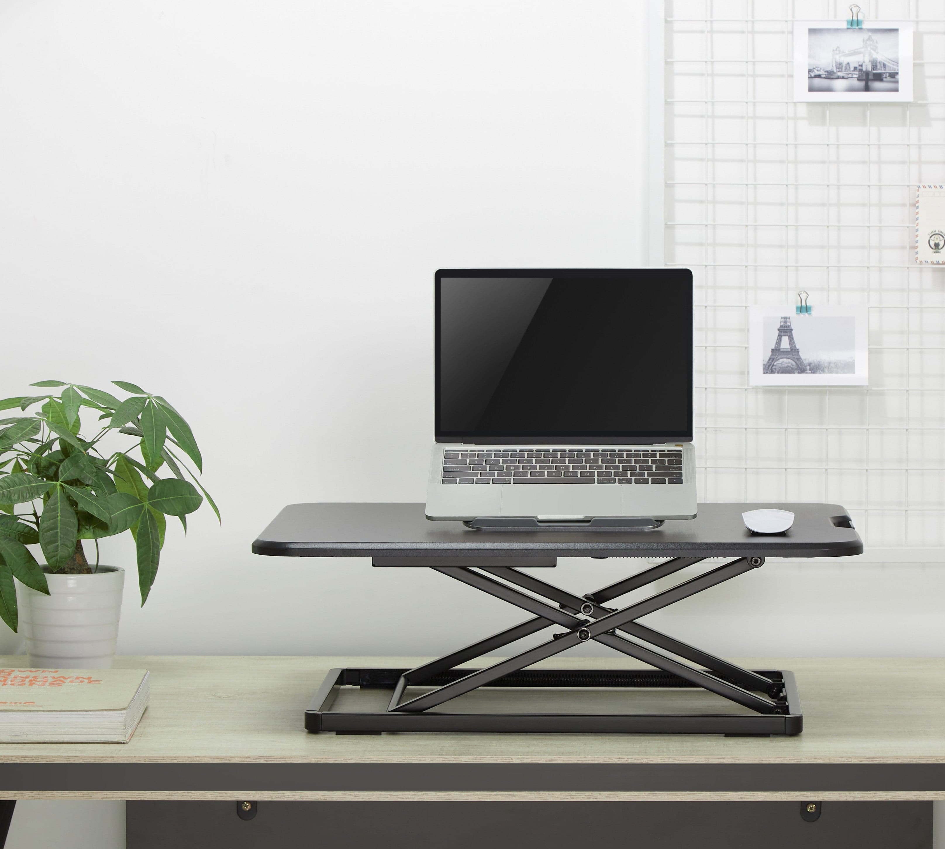 ProperAV LITE Stand Up Desk Converter with Variable Height Settings - Black