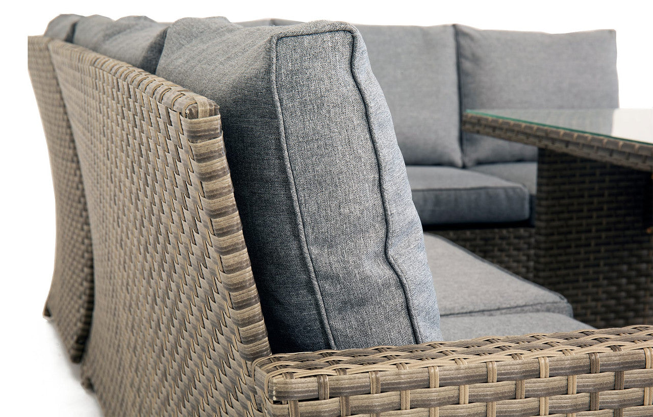 Palma Grey Corner Rattan Casual Garden Dining and Lounge Set 9 Seater