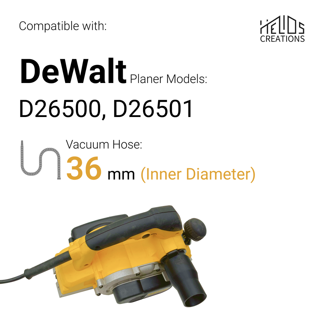 Vacuum Hose Adapter Compatible with DeWalt Planer D26500 / D26501