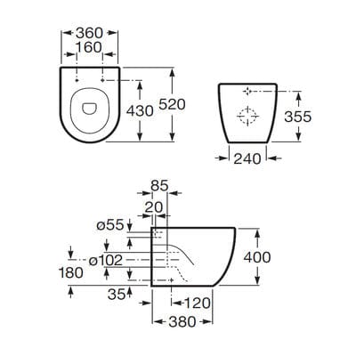 Meridian-N Back To Wall Toilet Pan