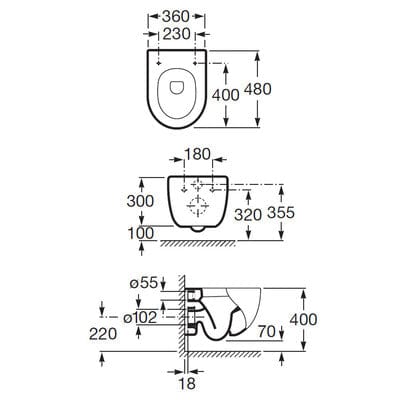 Meridian-N Compact Wall Hung Toilet Pan