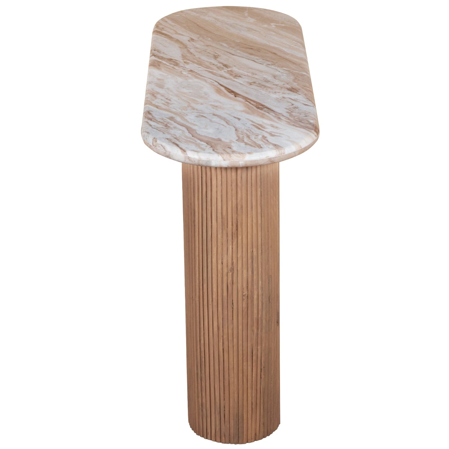 Bundi Natural Marble & Wood Pedestal Console Table